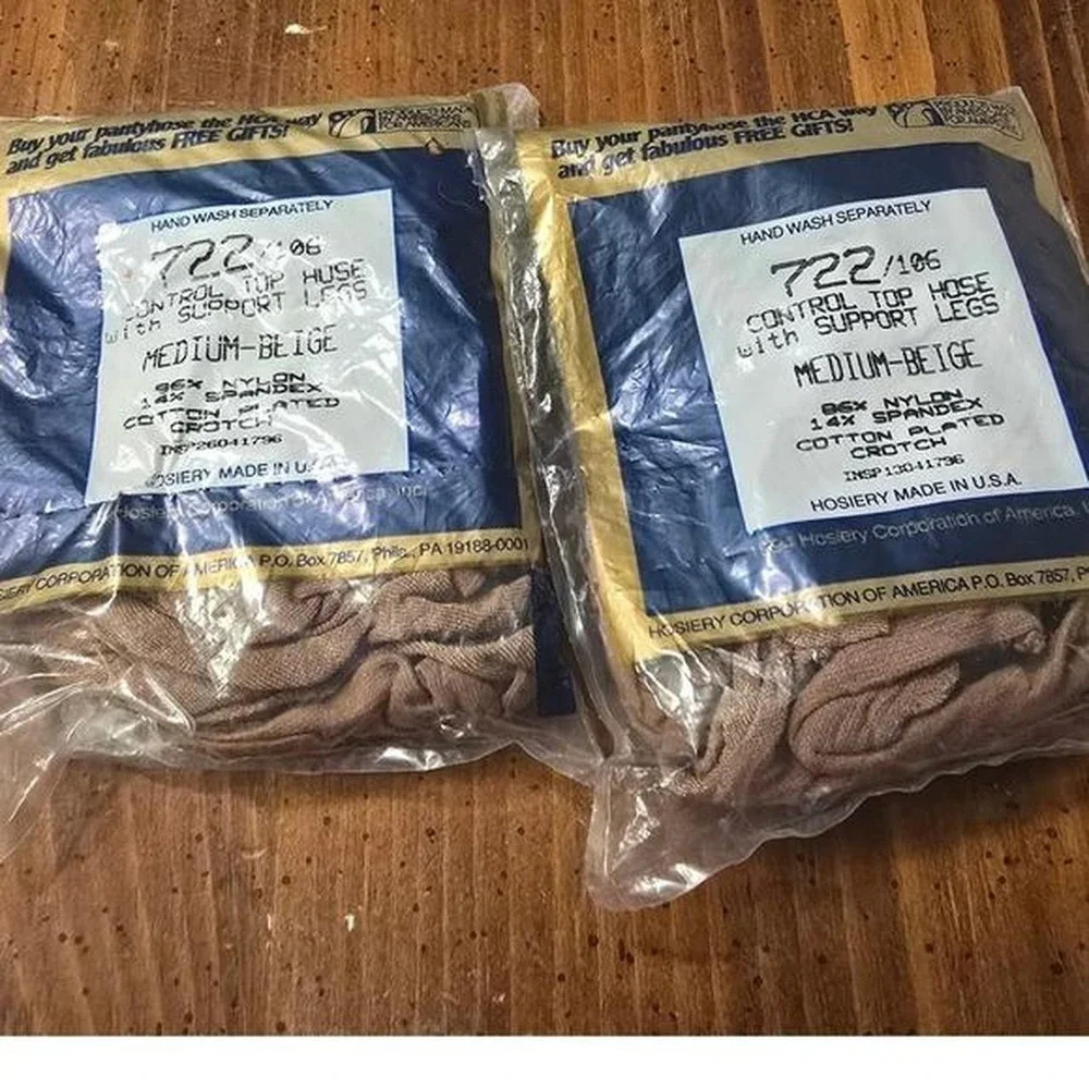 NOS Vintage Silkies Pantyhose Beige Sz Medium 2 pair
